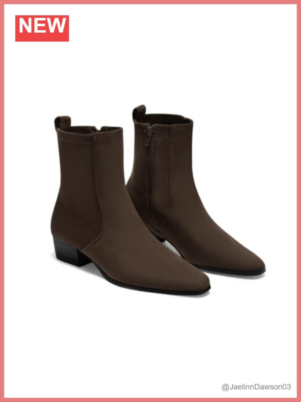 Faux Suede Square Toe Ankle Boots Chunky Low Heel Zip Dress Booties
